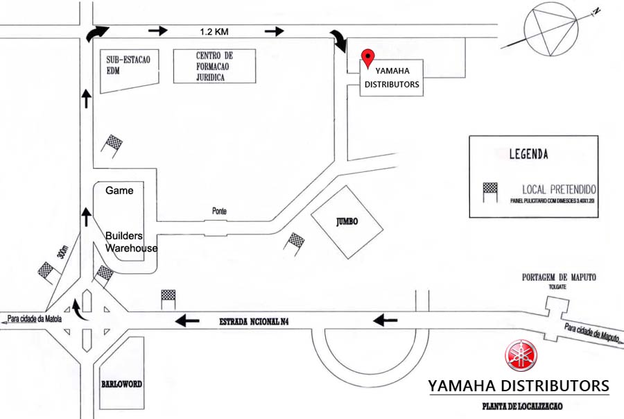 Yamaha Distributors Mozambique Street Map